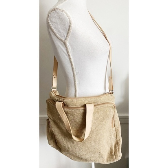 Furla Handbags - Furla • Tan Woven Vintage Crossbody Messenger Bag
